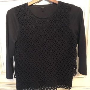 J Crew layered 3/4 sleeve Black Top